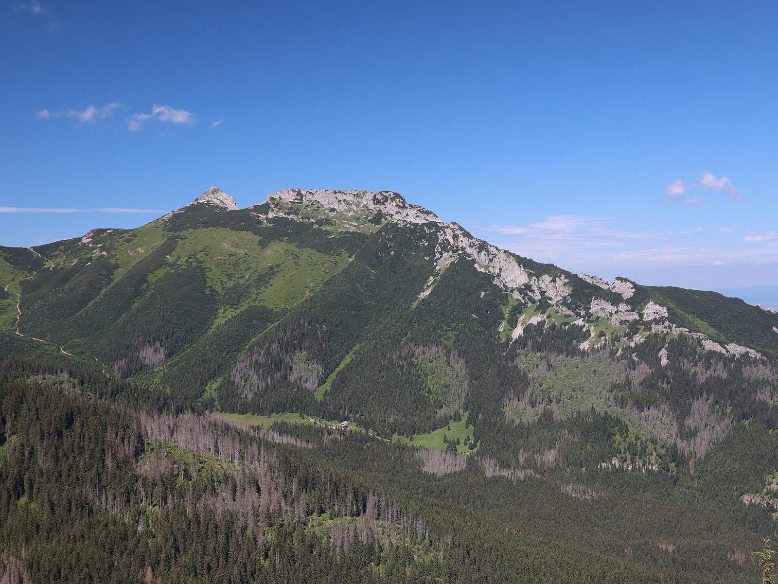 Giewont and the green slopes of the Tatras seen from Kasprowy Wierch